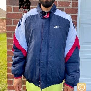 90s Reebok Vintage retro big logo puffer jacket coat